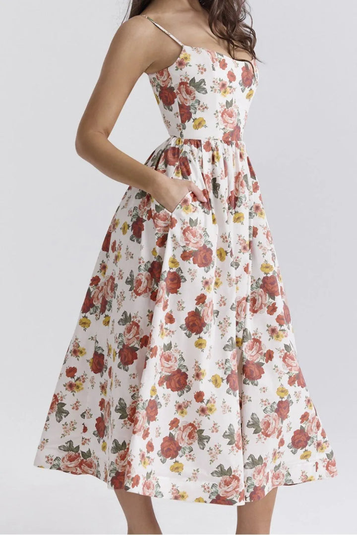 Floral dress with a white background