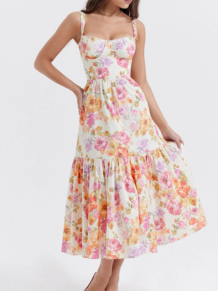 Floral dress with a white background